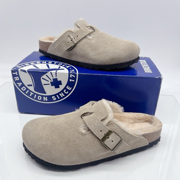 Birkenstock Shoes - Birkenstock Boston Shearling Women's Clogs Slip On Comfort Gray Suede EU 38 US 7